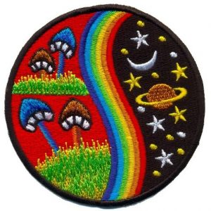Mushroom Hippie Weed Boho Retro Pot Lsd Love Peace Applique Iron-on Patch T-24 Made of Thailand