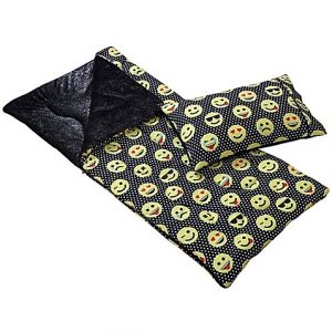 2-Piece Glow-in-the-Dark Emoji Youth Sleeping Bag Great for Camping, Sleepovers and Vacations, Reversible, 100…