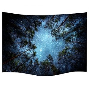 Celestial Galaxy Night Sky Full of Stars Wall Tapestry Sublime Forest Nature View Hanging Artistic Home Décor (60″ 40″)