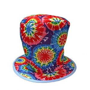 Hayes Rainbow Psychedelic Hippie Tie Dye Costume Top Hat – Adults – One Size 11″ H