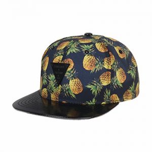WITHMOONS Summer Palm Tree Pattern Faux Leather Brim Snapback Hat CR2236